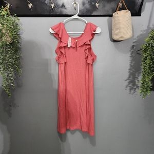 Ruffle Sleeve coral Loft Dress